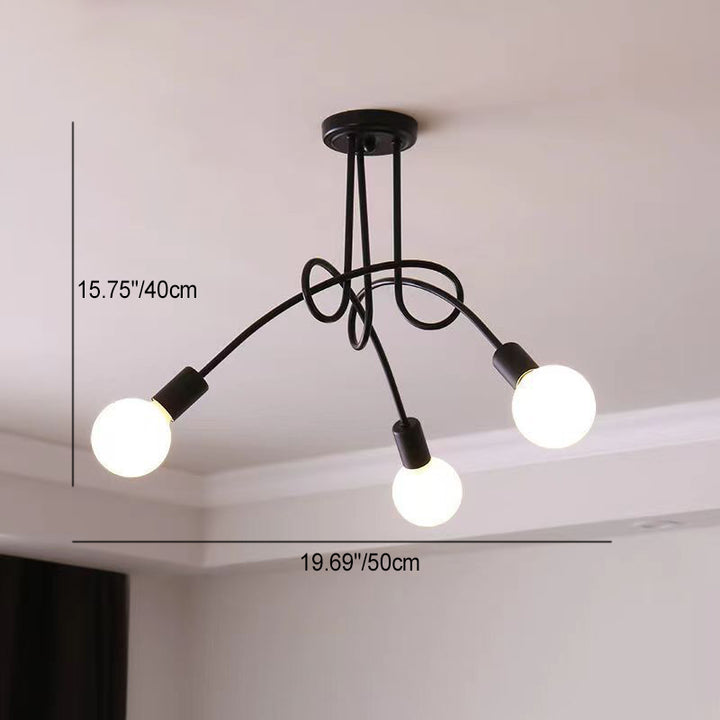 Plafonnier semi-encastré contemporain nordique en fer entrelacé avec 3/5/8 lumières pour le salon 