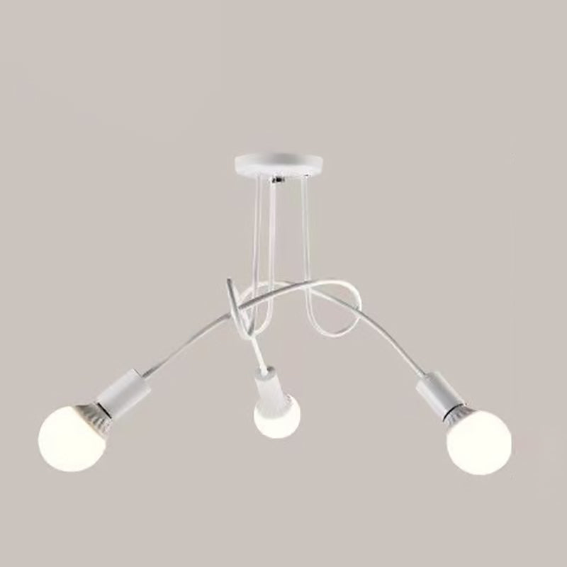 Plafonnier semi-encastré contemporain nordique en fer entrelacé avec 3/5/8 lumières pour le salon 