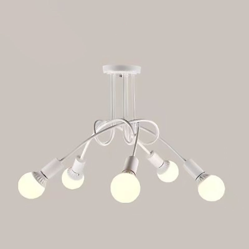 Plafonnier semi-encastré contemporain nordique en fer entrelacé avec 3/5/8 lumières pour le salon 