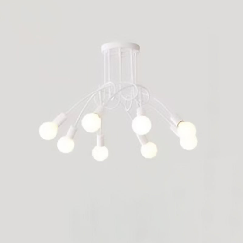 Plafonnier semi-encastré contemporain nordique en fer entrelacé avec 3/5/8 lumières pour le salon 