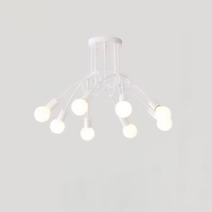Plafonnier semi-encastré contemporain nordique en fer entrelacé avec 3/5/8 lumières pour le salon 