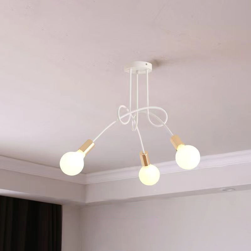 Plafonnier semi-encastré contemporain nordique en fer entrelacé avec 3/5/8 lumières pour le salon 
