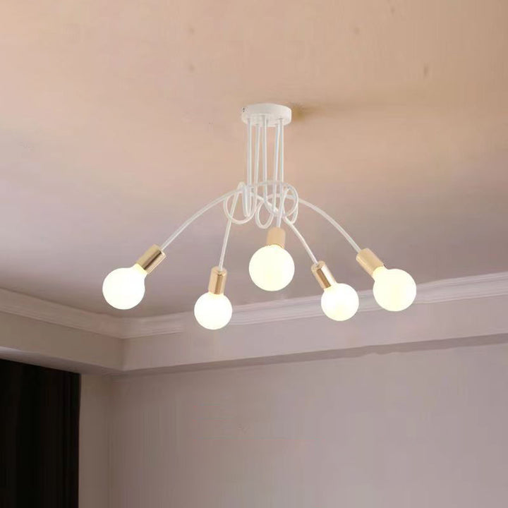 Plafonnier semi-encastré contemporain nordique en fer entrelacé avec 3/5/8 lumières pour le salon 
