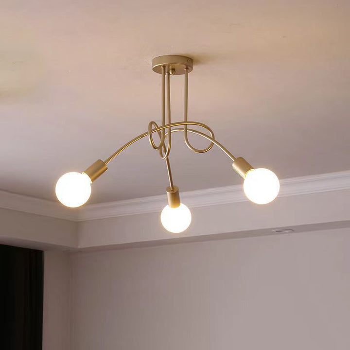 Plafonnier semi-encastré contemporain nordique en fer entrelacé avec 3/5/8 lumières pour le salon 
