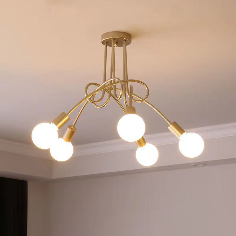 Plafonnier semi-encastré contemporain nordique en fer entrelacé avec 3/5/8 lumières pour le salon 