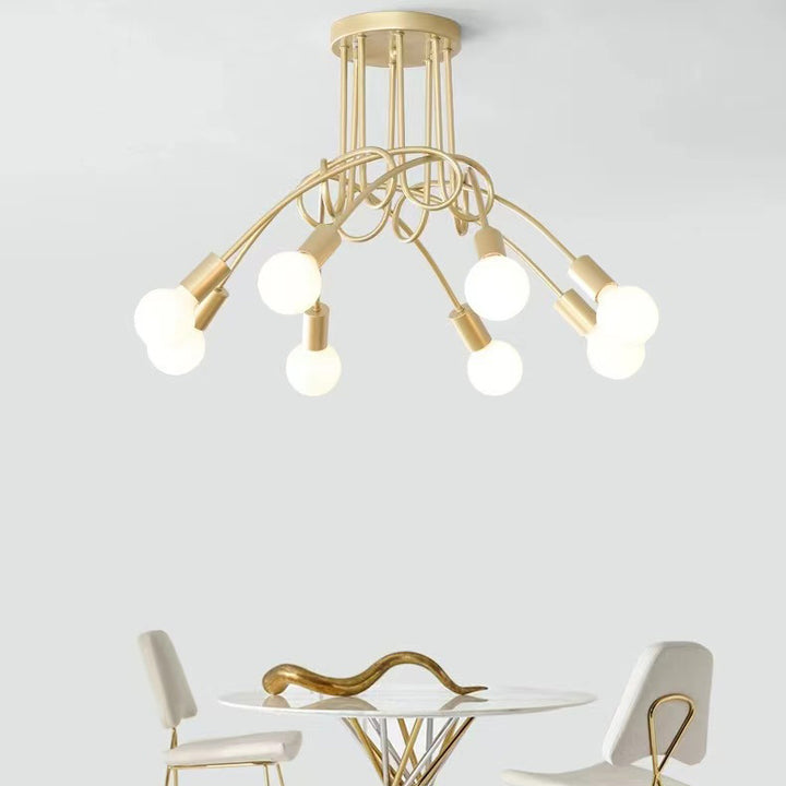 Plafonnier semi-encastré contemporain nordique en fer entrelacé avec 3/5/8 lumières pour le salon 