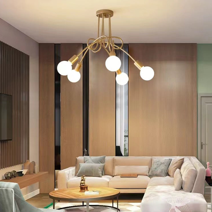 Plafonnier semi-encastré contemporain nordique en fer entrelacé avec 3/5/8 lumières pour le salon 