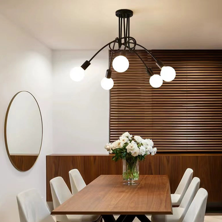 Plafonnier semi-encastré contemporain nordique en fer entrelacé avec 3/5/8 lumières pour le salon 