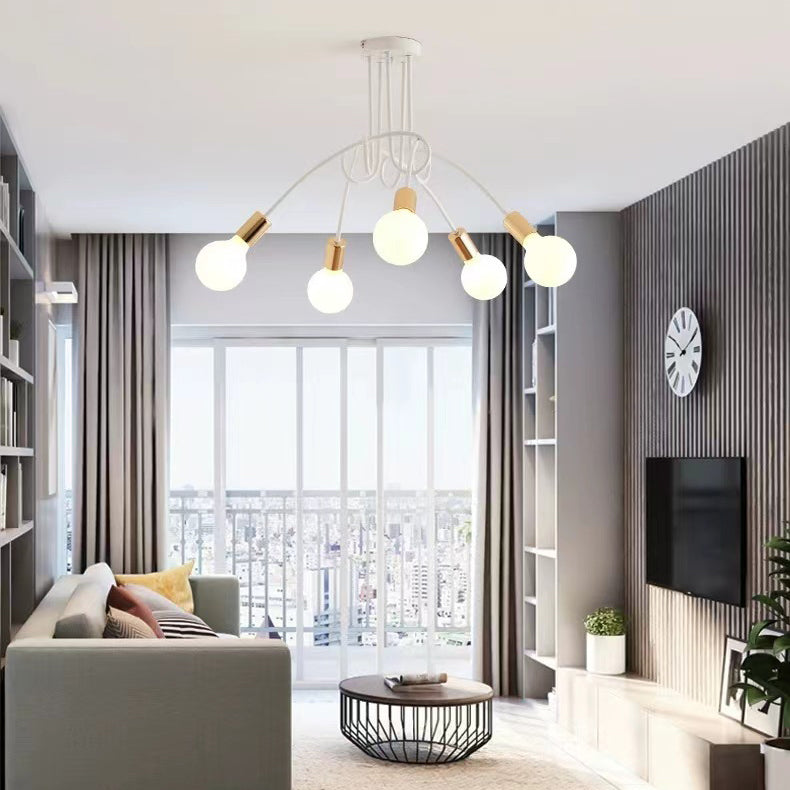 Plafonnier semi-encastré contemporain nordique en fer entrelacé avec 3/5/8 lumières pour le salon 