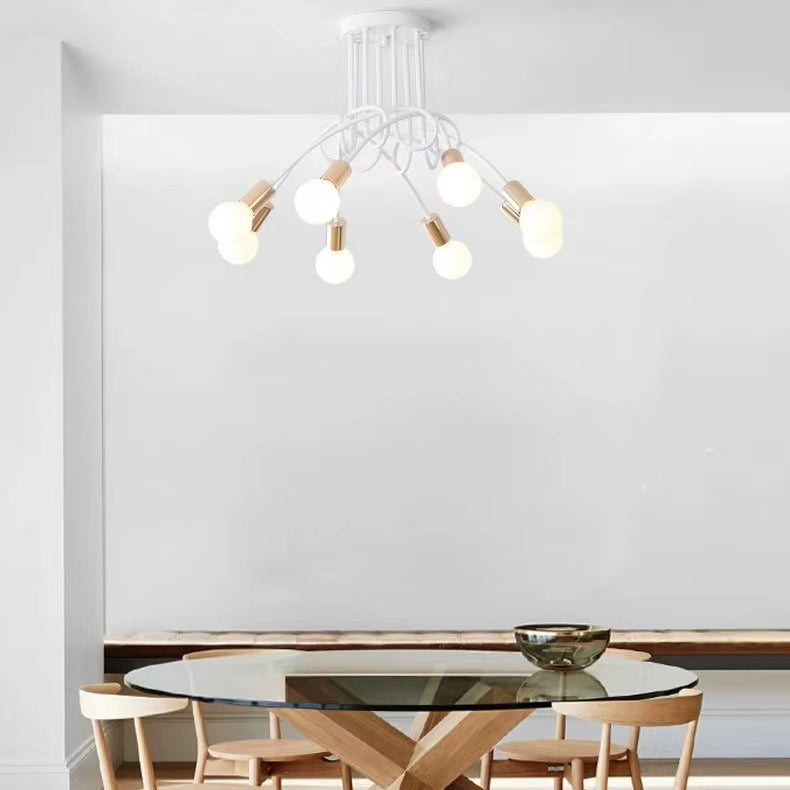Plafonnier semi-encastré contemporain nordique en fer entrelacé avec 3/5/8 lumières pour le salon 