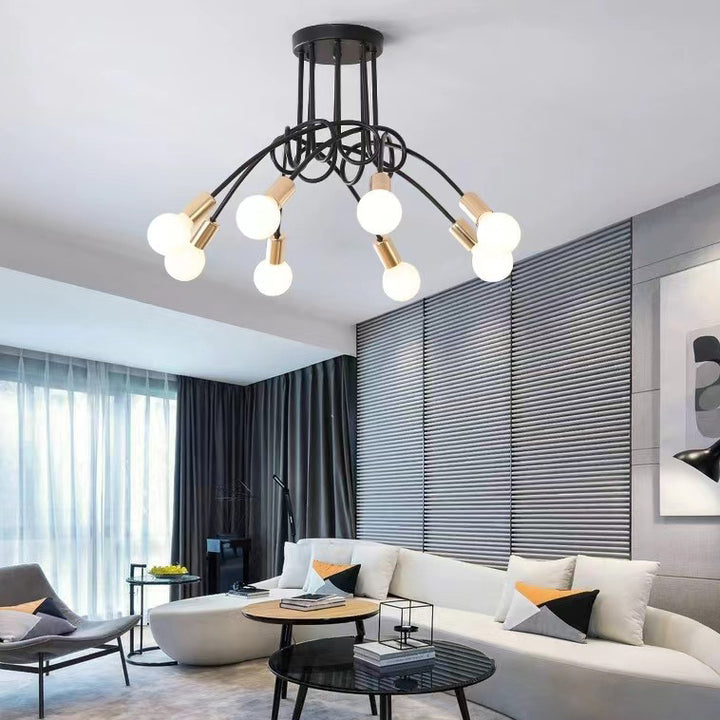 Plafonnier semi-encastré contemporain nordique en fer entrelacé avec 3/5/8 lumières pour le salon 