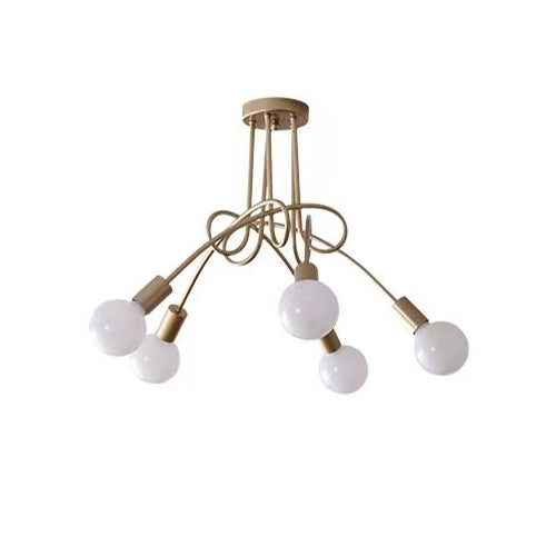 Plafonnier semi-encastré contemporain nordique en fer entrelacé avec 3/5/8 lumières pour le salon 