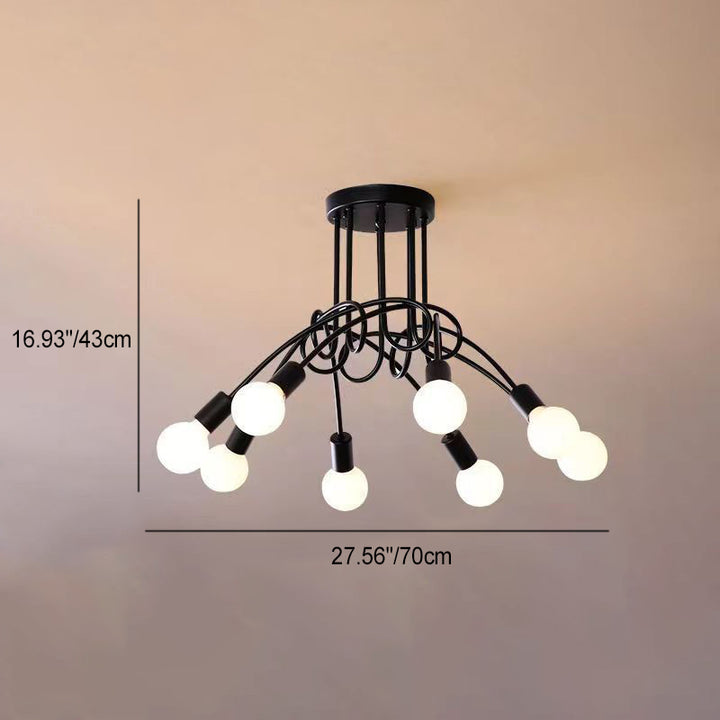 Plafonnier semi-encastré contemporain nordique en fer entrelacé avec 3/5/8 lumières pour le salon 