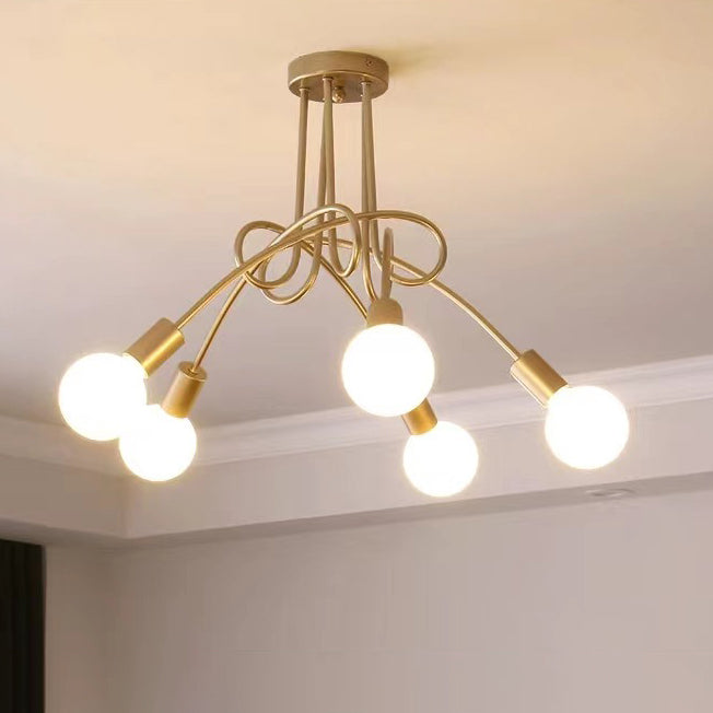 Plafonnier semi-encastré contemporain nordique en fer entrelacé avec 3/5/8 lumières pour le salon 