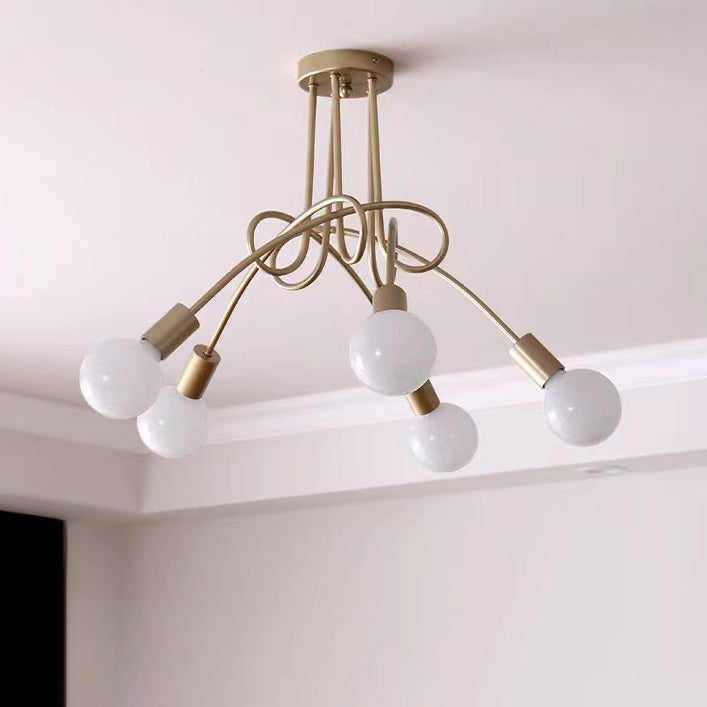 Plafonnier semi-encastré contemporain nordique en fer entrelacé avec 3/5/8 lumières pour le salon 