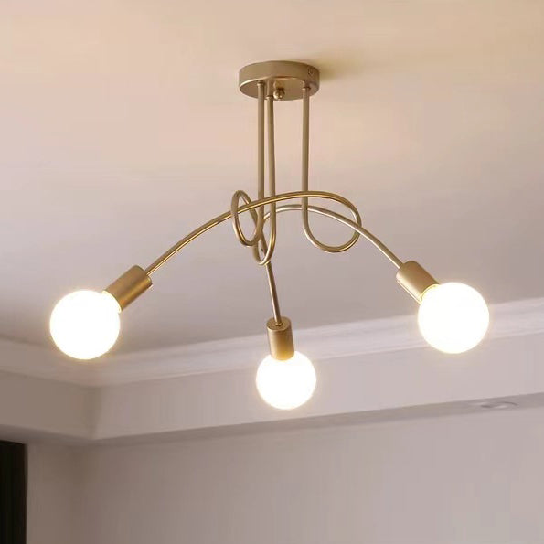 Plafonnier semi-encastré contemporain nordique en fer entrelacé avec 3/5/8 lumières pour le salon 