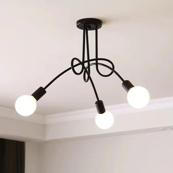 Plafonnier semi-encastré contemporain nordique en fer entrelacé avec 3/5/8 lumières pour le salon 