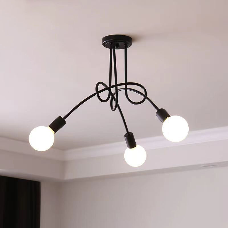 Plafonnier semi-encastré contemporain nordique en fer entrelacé avec 3/5/8 lumières pour le salon 