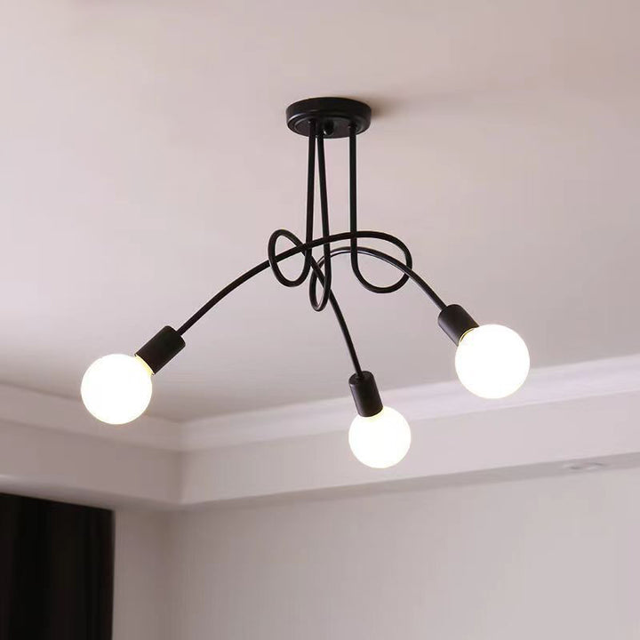 Plafonnier semi-encastré contemporain nordique en fer entrelacé avec 3/5/8 lumières pour le salon 