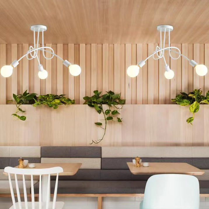 Plafonnier semi-encastré contemporain nordique en fer entrelacé avec 3/5/8 lumières pour le salon 