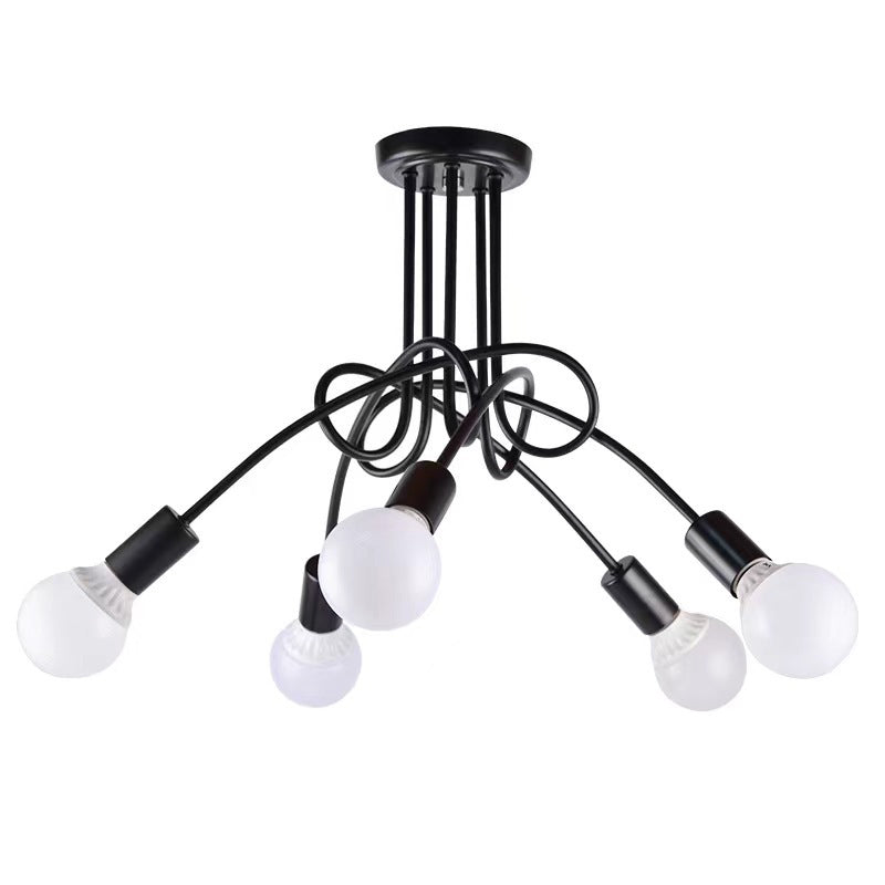 Plafonnier semi-encastré contemporain nordique en fer entrelacé avec 3/5/8 lumières pour le salon 