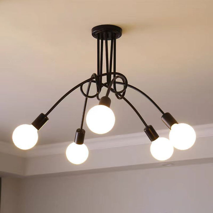 Plafonnier semi-encastré contemporain nordique en fer entrelacé avec 3/5/8 lumières pour le salon 