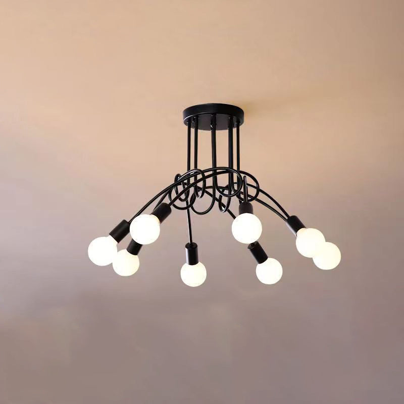 Plafonnier semi-encastré contemporain nordique en fer entrelacé avec 3/5/8 lumières pour le salon 