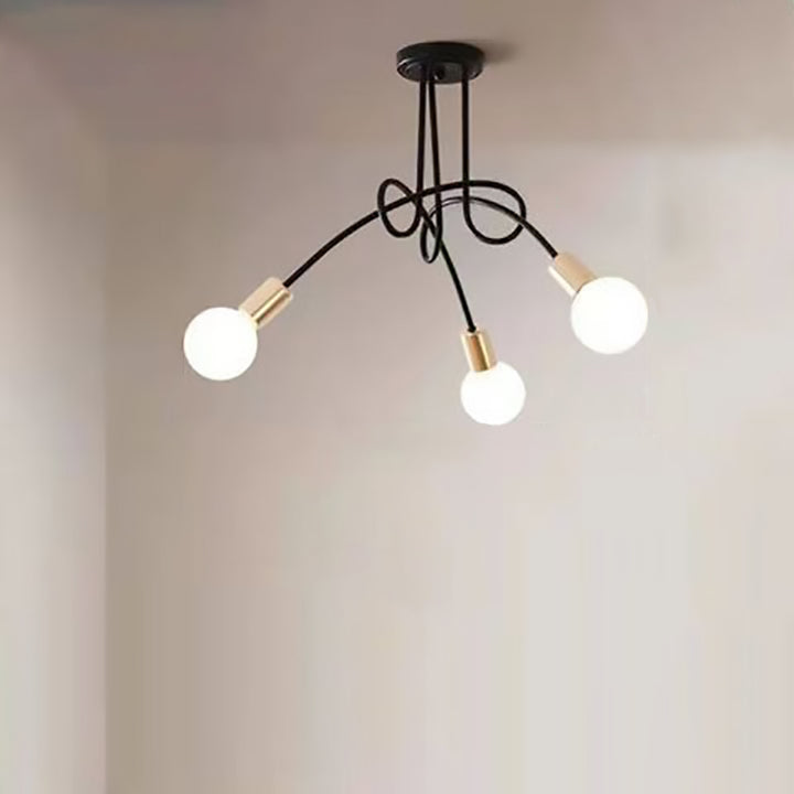 Plafonnier semi-encastré contemporain nordique en fer entrelacé avec 3/5/8 lumières pour le salon 