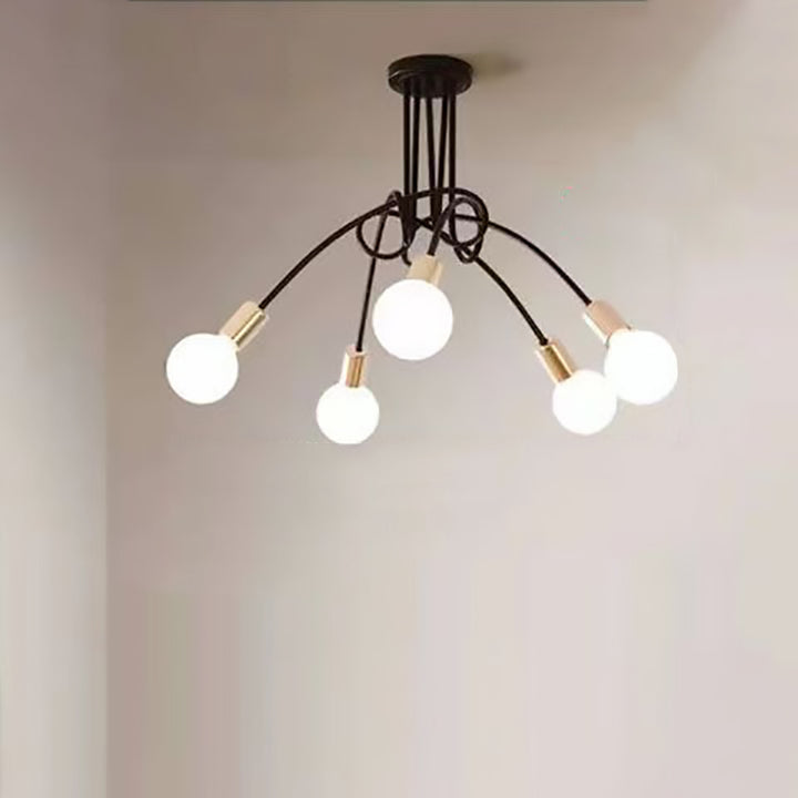 Plafonnier semi-encastré contemporain nordique en fer entrelacé avec 3/5/8 lumières pour le salon 