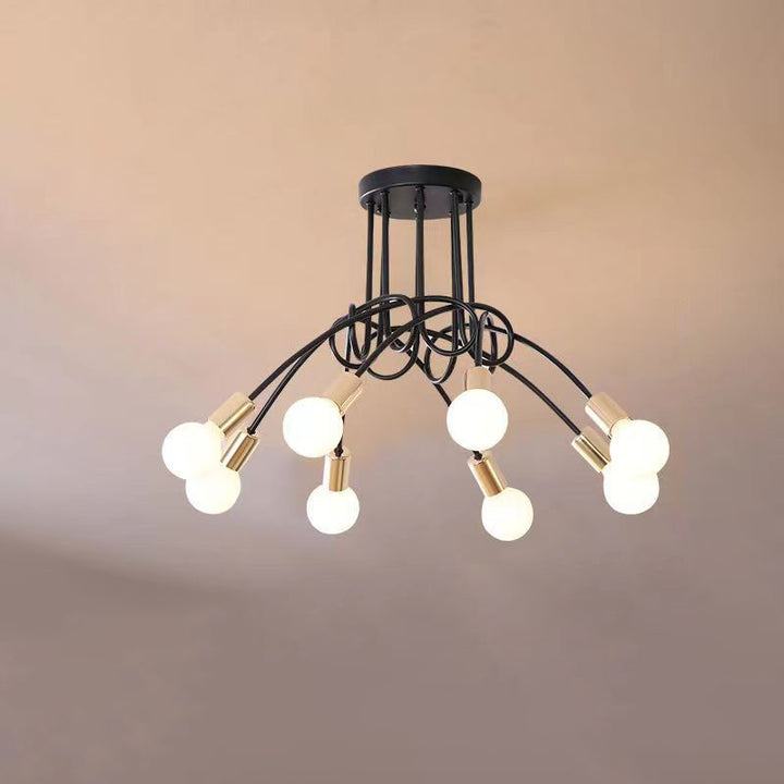 Plafonnier semi-encastré contemporain nordique en fer entrelacé avec 3/5/8 lumières pour le salon 