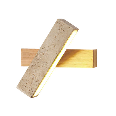Applique murale LED rectangulaire en bois de travertin japonais traditionnel rotative pour chevet 