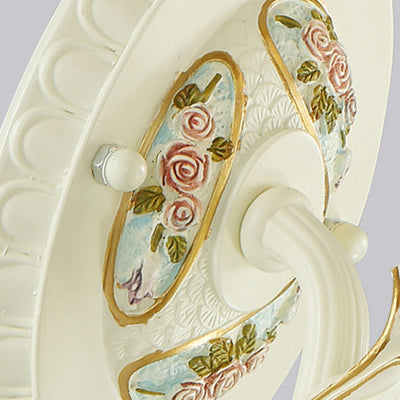 Applique murale à 1 lumière sculptée en résine traditionnelle européenne en verre floral pour chevet 
