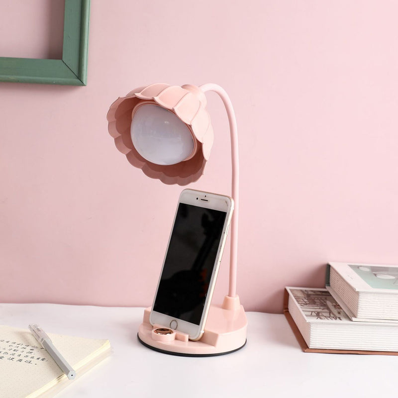 Lampe de table LED à fleur avec capteur tactile rechargeable en ABS PP scandinave contemporain pour chevet 