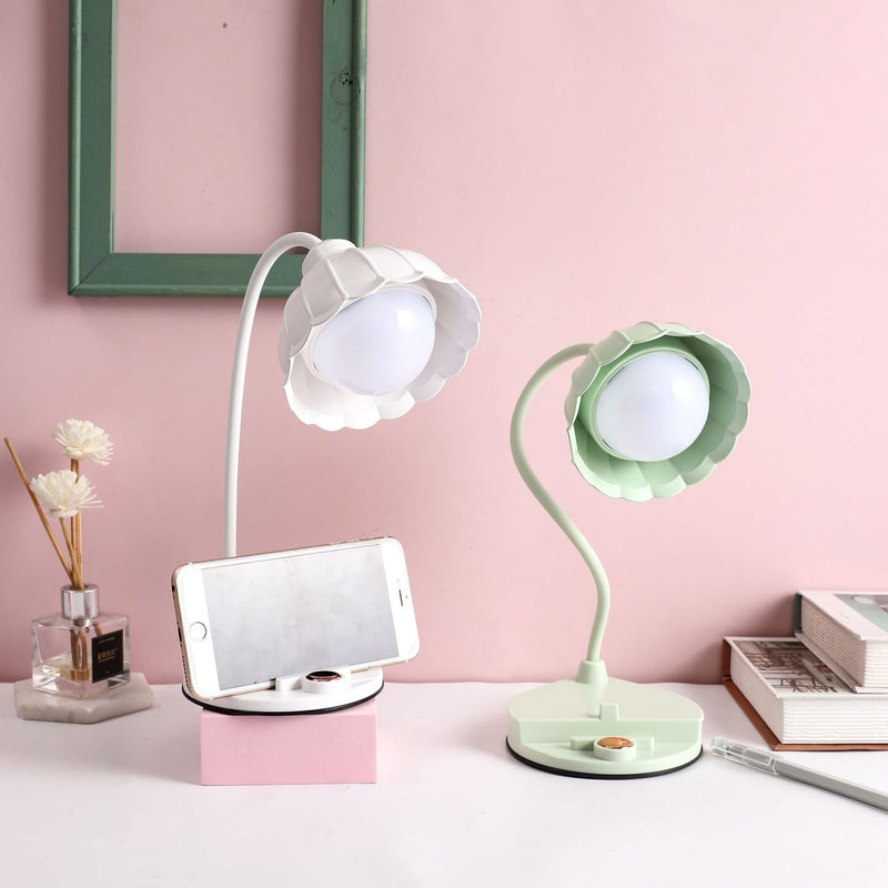 Lampe de table LED à fleur avec capteur tactile rechargeable en ABS PP scandinave contemporain pour chevet 