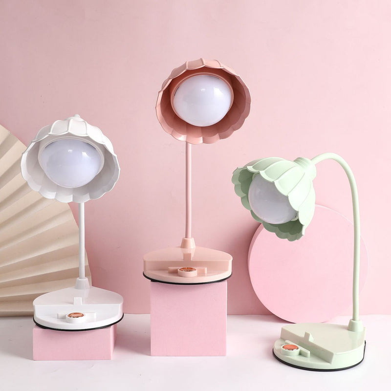 Lampe de table LED à fleur avec capteur tactile rechargeable en ABS PP scandinave contemporain pour chevet 