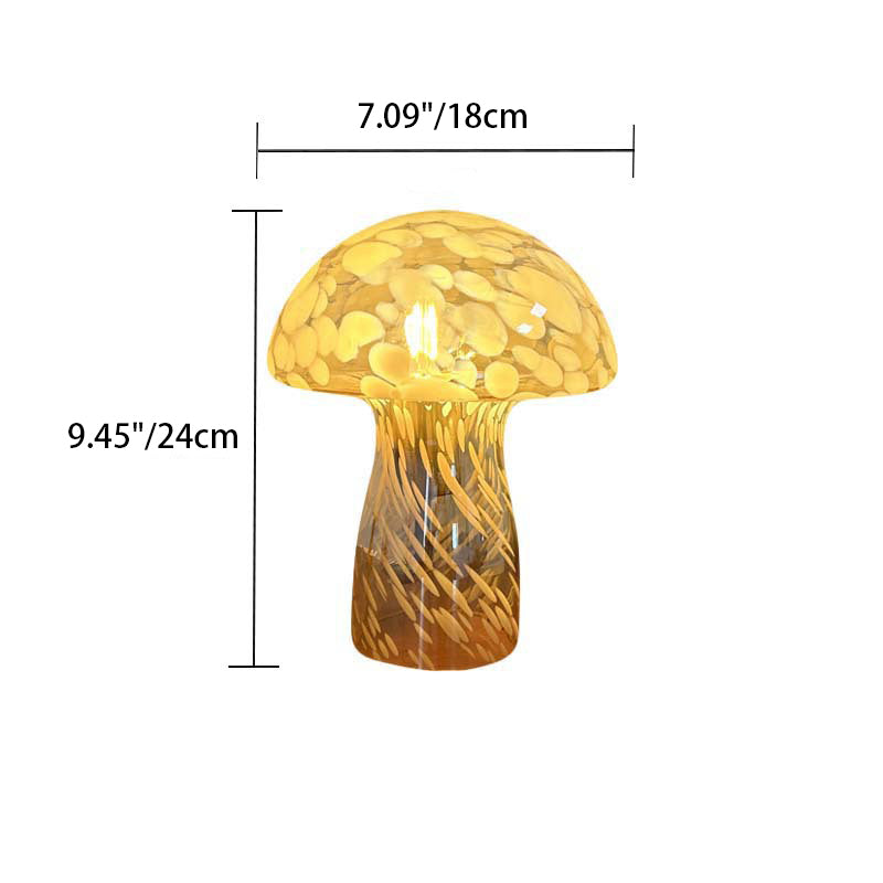 Lampe de table à 1 lumière avec dôme en verre champignon Art Déco moderne pour chevet 
