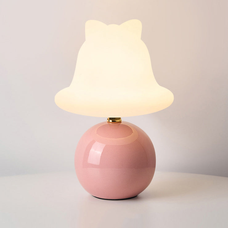 Lampe de table LED en céramique PVC USB avec cloche à bille de simplicité moderne pour chevet 