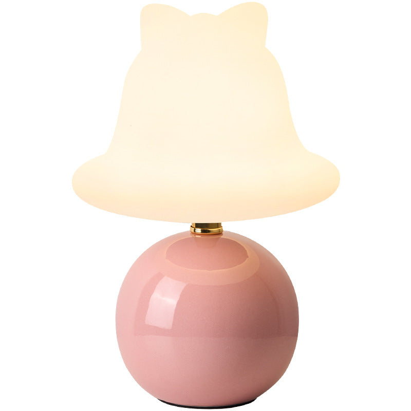 Lampe de table LED en céramique PVC USB avec cloche à bille de simplicité moderne pour chevet 