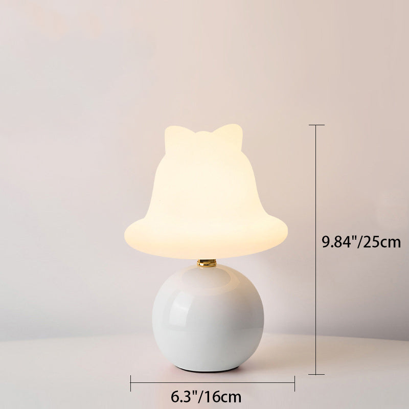 Lampe de table LED en céramique PVC USB avec cloche à bille de simplicité moderne pour chevet 