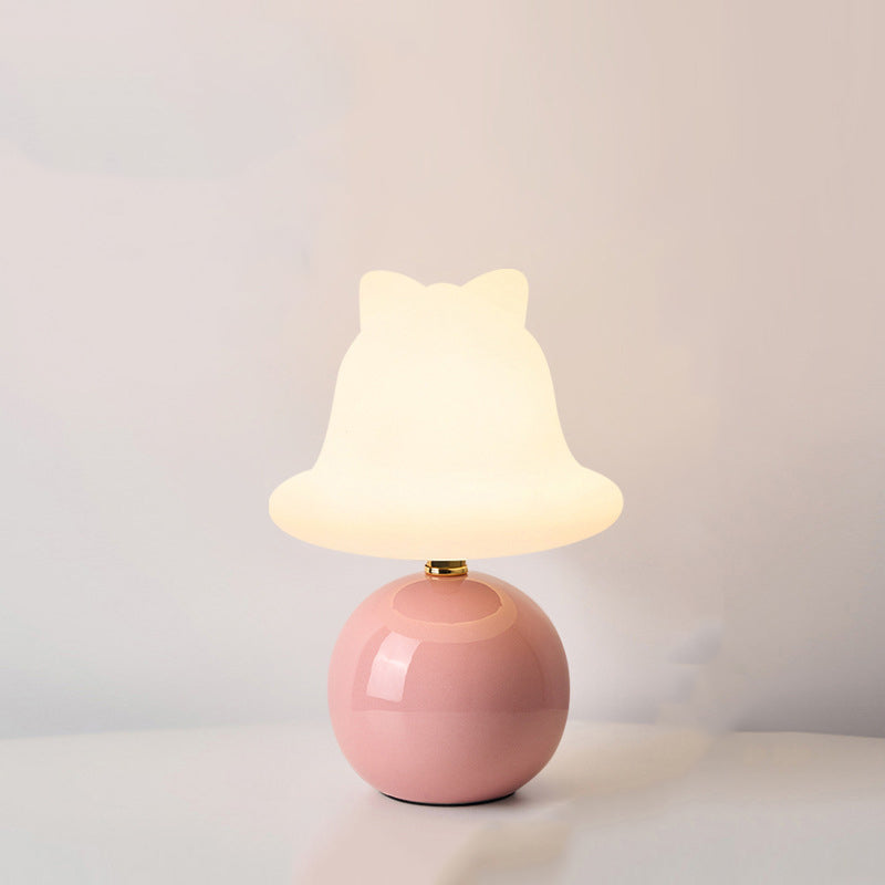 Lampe de table LED en céramique PVC USB avec cloche à bille de simplicité moderne pour chevet 