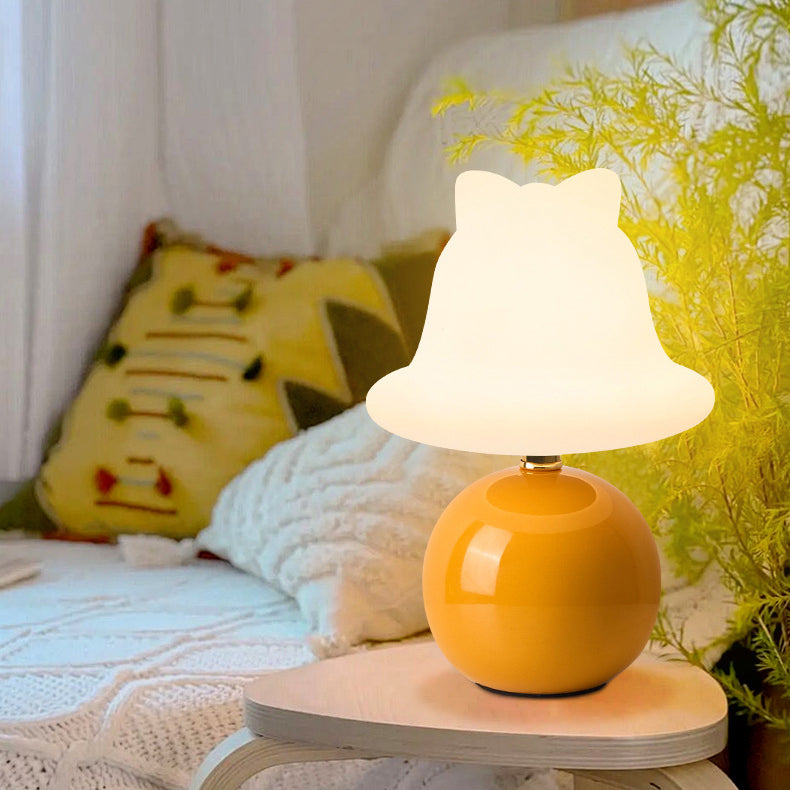 Lampe de table LED en céramique PVC USB avec cloche à bille de simplicité moderne pour chevet 