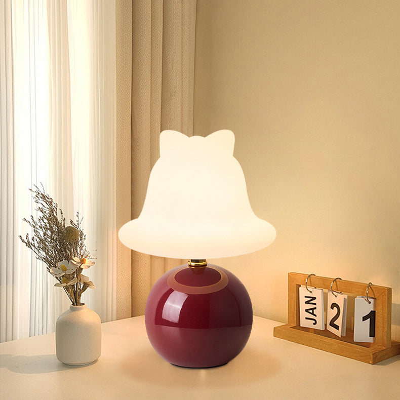 Lampe de table LED en céramique PVC USB avec cloche à bille de simplicité moderne pour chevet 