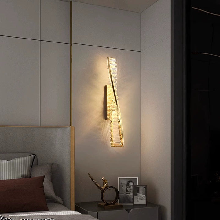 Applique murale LED hélice ADN à bande de cristal métal moderne de luxe pour couloir 