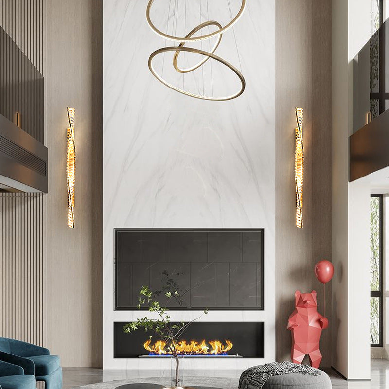 Applique murale LED hélice ADN à bande de cristal métal moderne de luxe pour couloir 