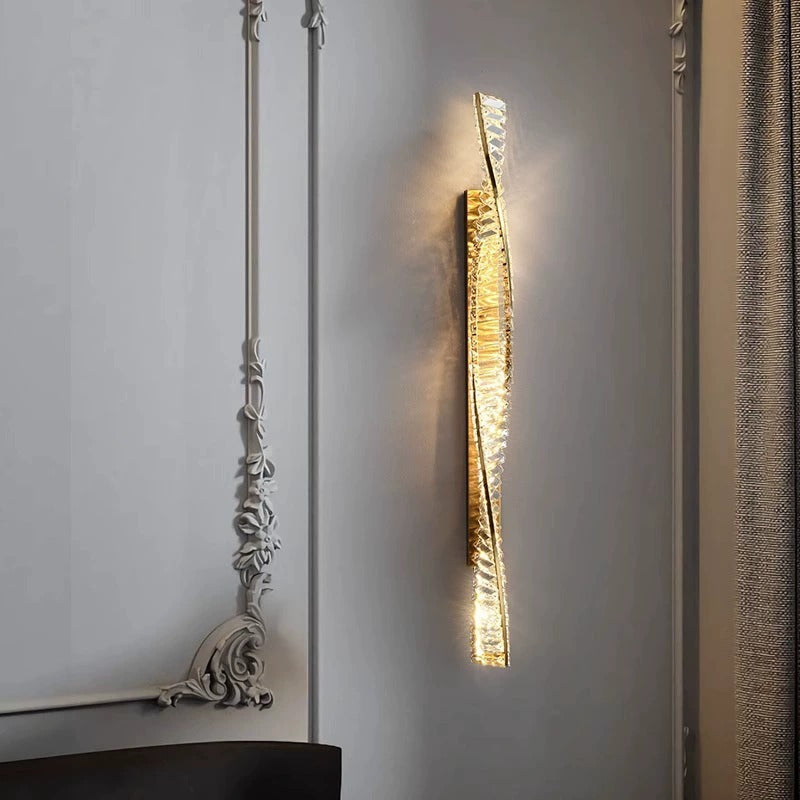 Applique murale LED hélice ADN à bande de cristal métal moderne de luxe pour couloir 