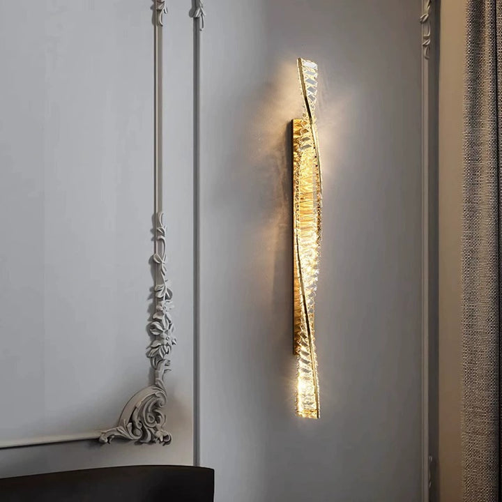 Applique murale LED hélice ADN à bande de cristal métal moderne de luxe pour couloir 