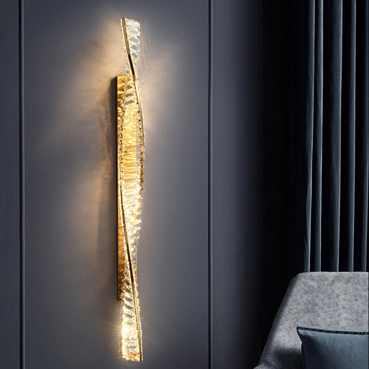 Applique murale LED hélice ADN à bande de cristal métal moderne de luxe pour couloir 