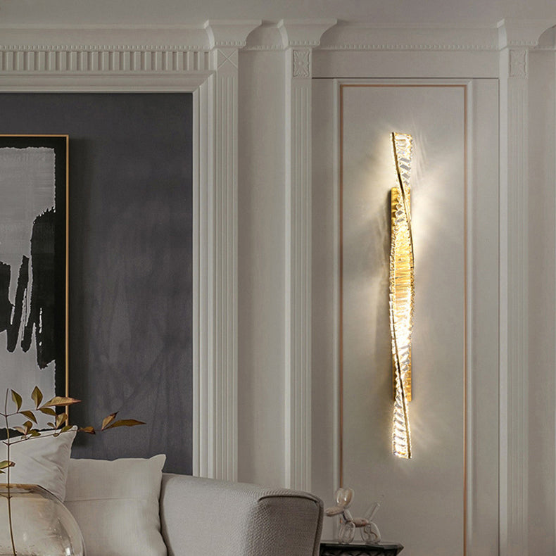 Applique murale LED hélice ADN à bande de cristal métal moderne de luxe pour couloir 