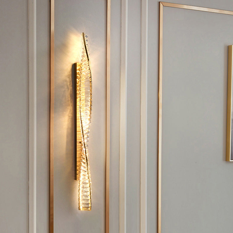 Applique murale LED hélice ADN à bande de cristal métal moderne de luxe pour couloir 