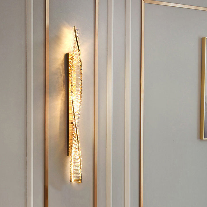 Applique murale LED hélice ADN à bande de cristal métal moderne de luxe pour couloir 